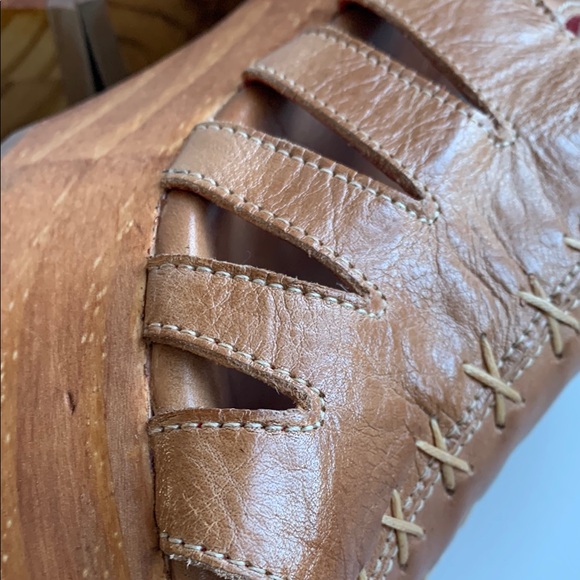 New Free People Bed Stu Tan Leather Platform Sandals Slingback Heels Clogs Sz 8 - Picture 6 of 11